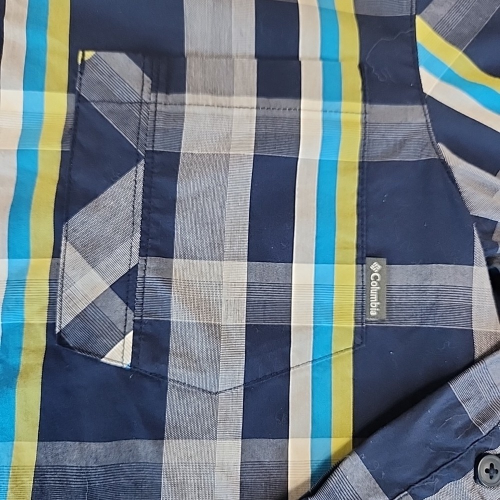 Columbia Omni-Wick Advanced Evaporation Shirt Blue Plaid Ls Button Up Mens M - Picture 2 of 9
